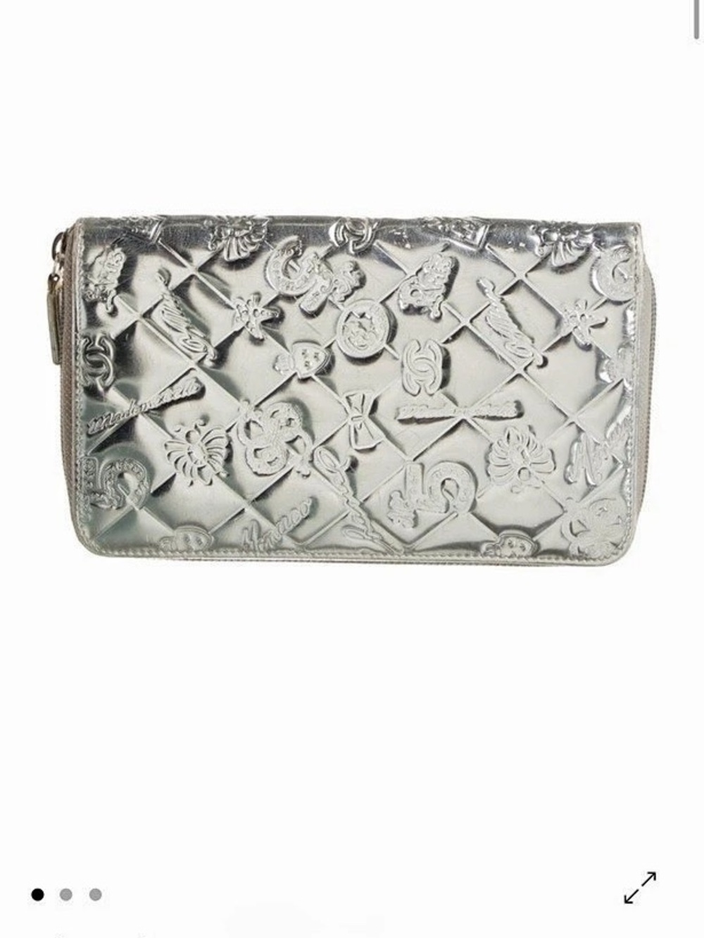 Chanel Icons Symbole Zip Around Wallet Silver